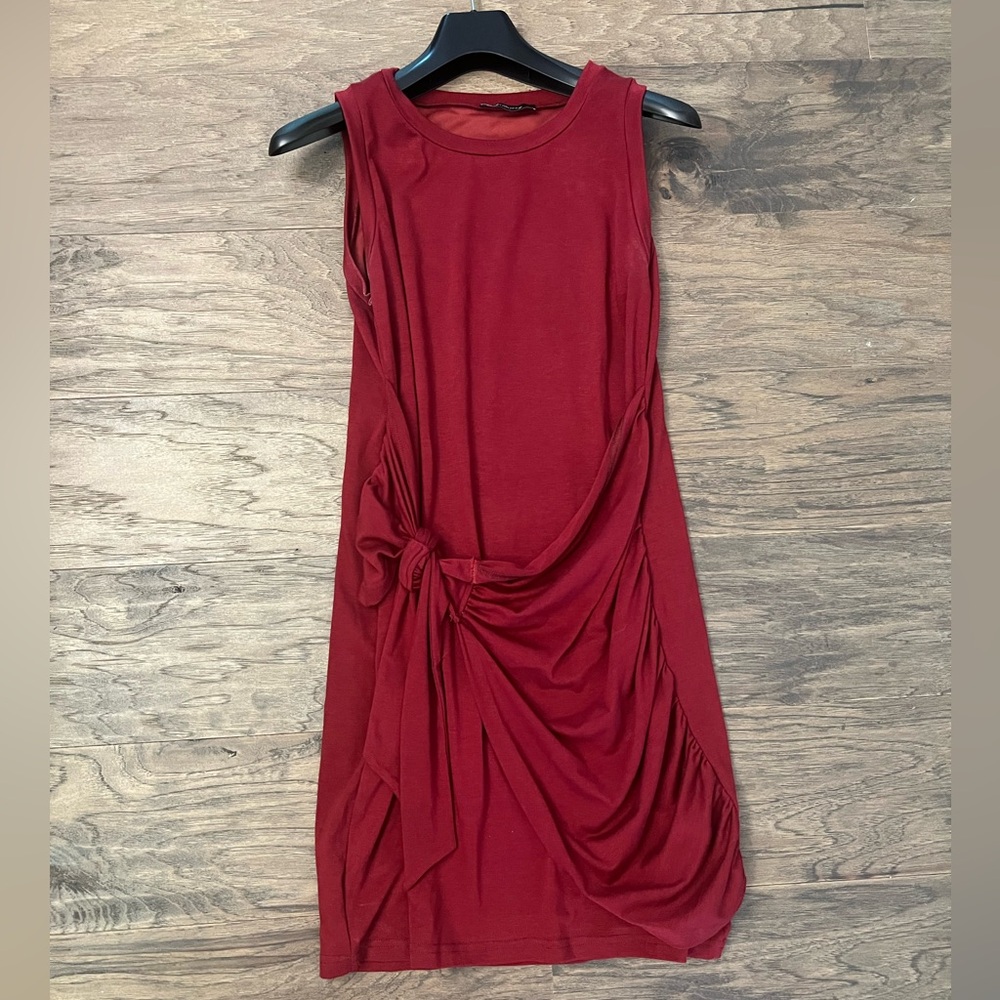 Tie Front Red Sleeveless Dress